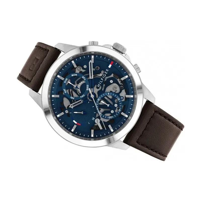 Tommy Hilfiger Henry Chronograph Blue Dial Leather Men's Watch- 1710476
